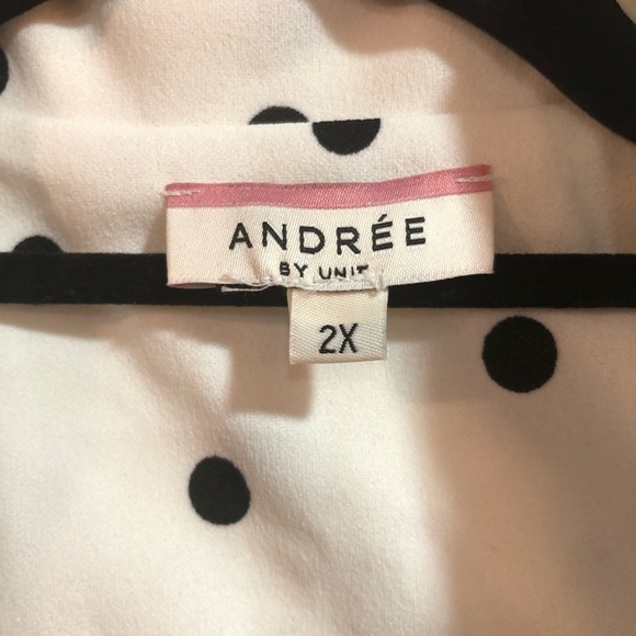 Andree by Unit Blazer White with Black Polka Dots 2X NWOT - Picture 4 of 7